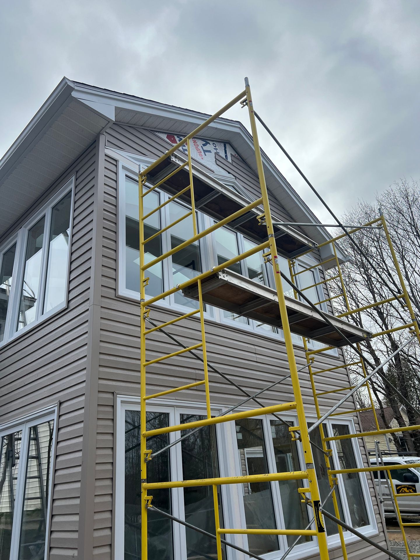 Exterior siding and trim near completion