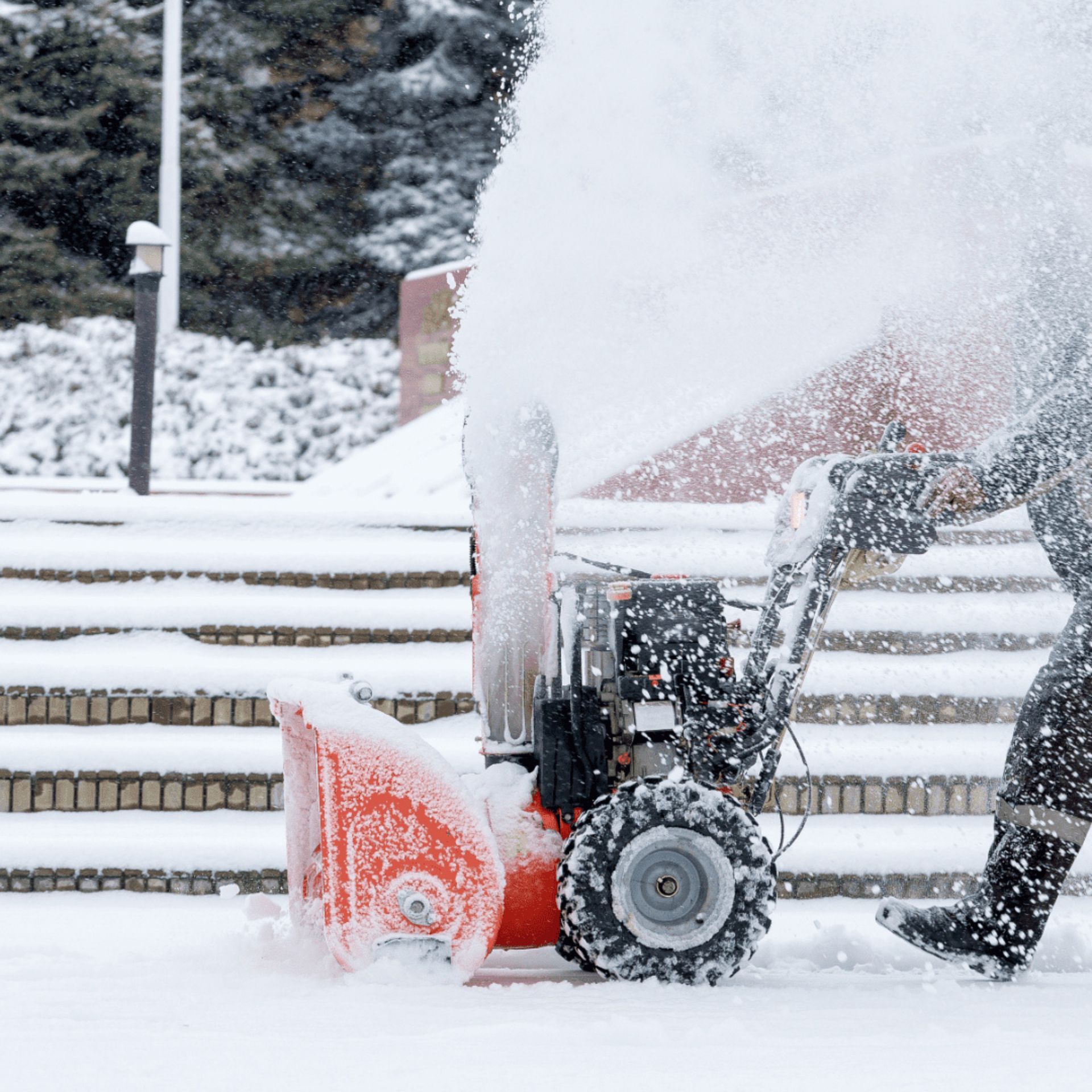 Snow removal crew clearing a driveway